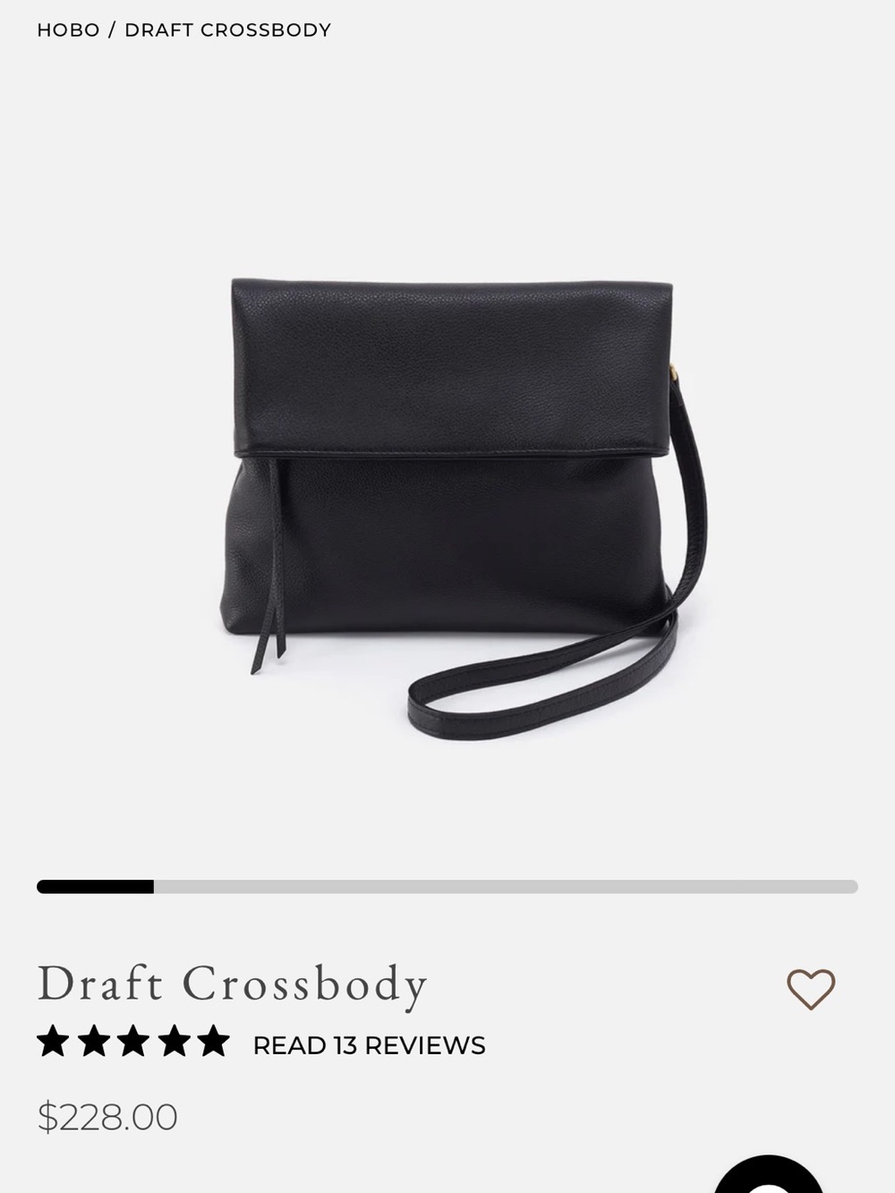 HOBO Draft Fold-Over Crossbody Bag in Black